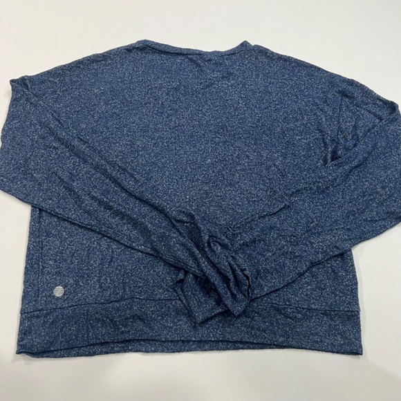 Zella girl's heather navy blue long-sleeved pullover top - Picture 3 of 5